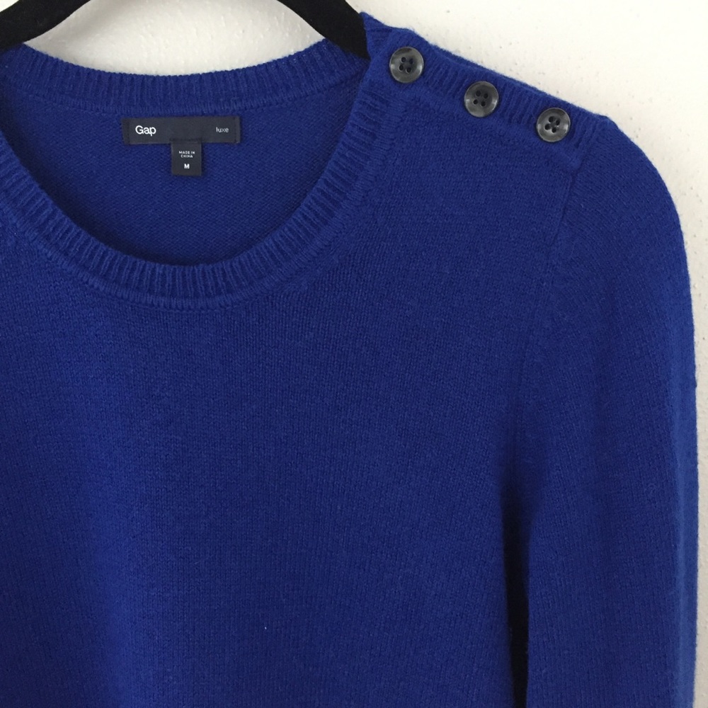 Gap Cobalt Sweater with Shoulder Buttons - Picture 3 of 5